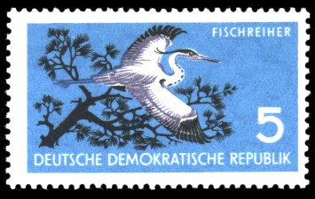 5 Pf Briefmarke: Naturschutz, Fischreiher