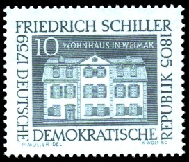10 Pf Briefmarke: 200. Geburtstag Friedrich Schiller