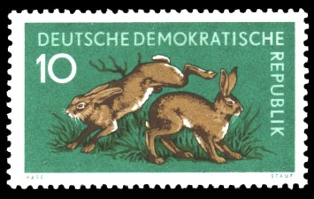 10 Pf Briefmarke: Waldtiere, Feldhase