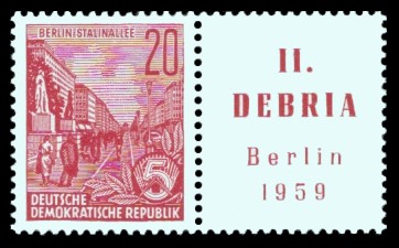 20 Pf Briefmarke: Freimarke Fünfjahresplan - Briefmarkenausstellung DEBRIA