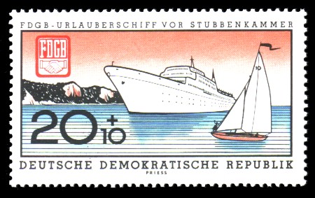 20 + 10 Pf Briefmarke: FDGB-Urlauberschiff MS Fritz Heckert