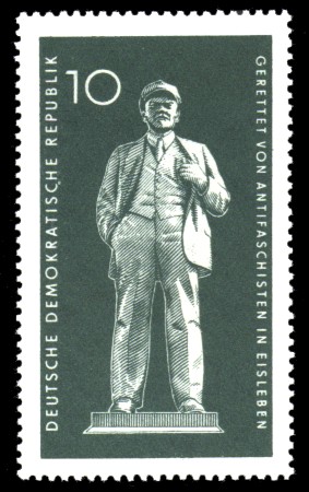 10 Pf Briefmarke: Lenin und Thälmann Denkmal
