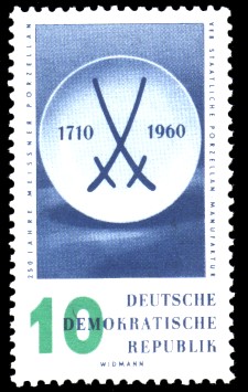 10 Pf Briefmarke: 250 Jahre Meissner Porzellan
