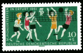 10 + 5 Pf Briefmarke: IV. Pioniertreffen in Erfurt 1961