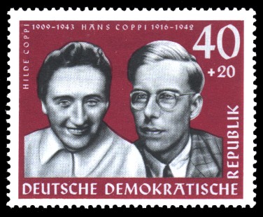 40 + 20 Pf Briefmarke: Antifaschisten, Hilde und Hans Coppi