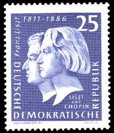 25 Pf Briefmarke: 150. Geburtstag Franz Liszt