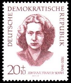 20 + 10 Pf Briefmarke: internationale Antifaschisten, Johanna Jannetje Schaft