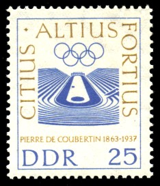 25 Pf Briefmarke: 100. Geburtstag P. de Coubertin