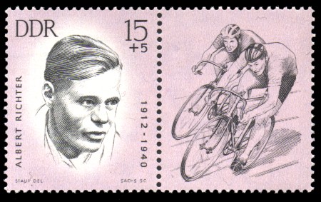 15 + 5 Pf Briefmarke: Antifaschisten - Sportler, Albert Richter