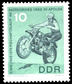 10 Pf Briefmarke: 2. Weltmeisterschaftslauf im Motocross