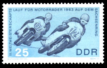 25 Pf Briefmarke: 3. Weltmeisterschaftslauf für Motorräder