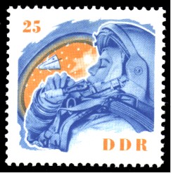 25 Pf Briefmarke: W. Tereschkowa in der DDR