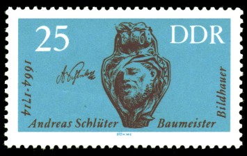25 Pf Briefmarke: Berühmte Künstler, Andreas Schlüter