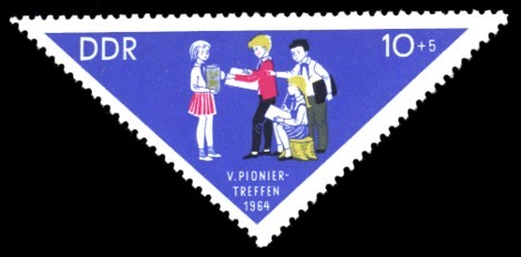 10 + 5 Pf Briefmarke: V. Pioniertreffen 1964