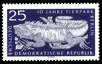 25 Pf Briefmarke: 10 Jahre Tierpark Berlin, Leguan