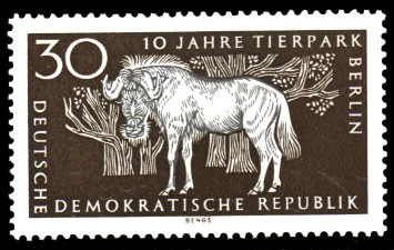 30 Pf Briefmarke: 10 Jahre Tierpark Berlin, Gnu