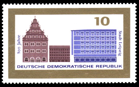 10 Pf Briefmarke: 800 Jahre Stadt Leipzig