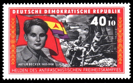 40 + 10 Pf Briefmarke: Helden des antifaschistischen Freiheitskampfes, Artur Becker