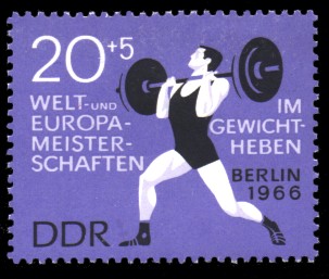 20 + 5 Pf Briefmarke: Welt- und Europameisterschaften im Gewichtheben