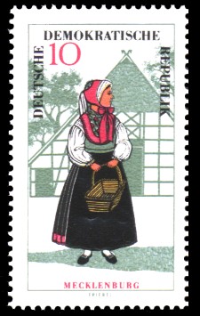 10 Pf Briefmarke: Volkstrachten in der DDR