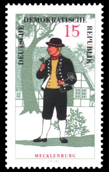 15 Pf Briefmarke: Volkstrachten in der DDR