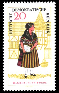 20 Pf Briefmarke: Volkstrachten in der DDR