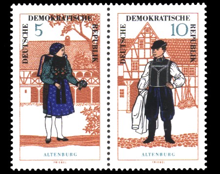 5 Pf / 10 Pf Briefmarke: Zusammendruck Volkstrachten / Trachtenpaar