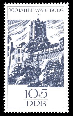 10 + 5 Pf Briefmarke: 900 Jahre Wartburg