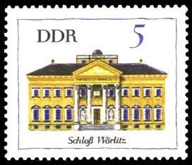 5 Pf Briefmarke: Bedeutende Bauten, Schloß Wörlitz