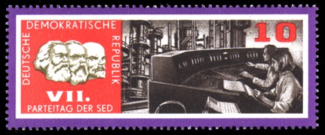 10 Pf Briefmarke: VII. Parteitag der SED