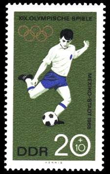 20 + 10 Pf Briefmarke: XIX. Olympische Sommerspiele, Fußball