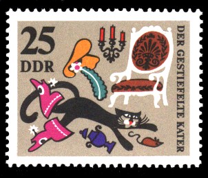 25 Pf Briefmarke: Märchen Der gestiefelte Kater