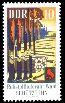 10 Pf Briefmarke: Waldbrandschutzerziehung