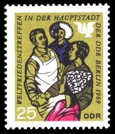 25 Pf Briefmarke: Weltfriedenstreffen in Berlin