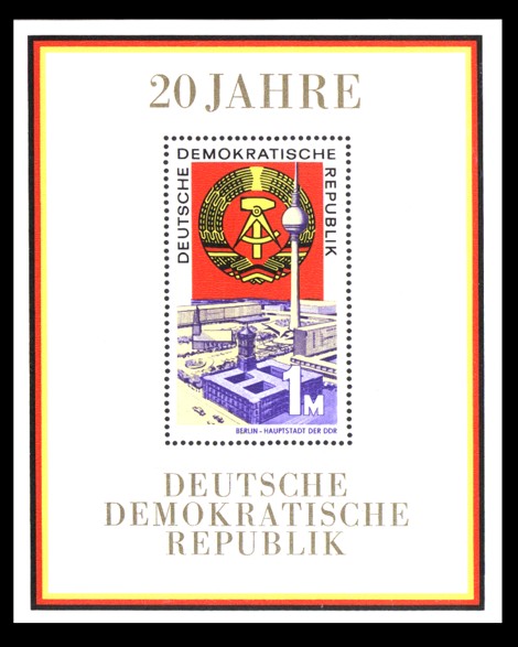 1 M Briefmarke: Block - 20 Jahre DDR