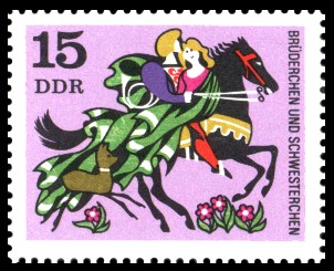 15 Pf Briefmarke: Deutsche Märchen, Brüderchen und Schwesterchen