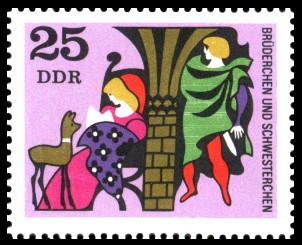 25 Pf Briefmarke: Deutsche Märchen, Brüderchen und Schwesterchen