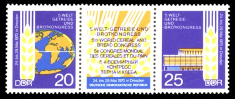  Briefmarke: Zusammendruck mit Zierfeld: Welt-Getreide- und Brot-Kongress