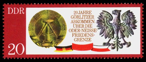 20 Pf Briefmarke: 20 Jahre Oder-Neiße-Friedensgrenze