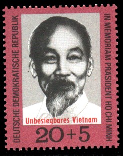 20 + 5 Pf Briefmarke: Unbesiegbares Vietnam, Präsident Ho Chi Minh