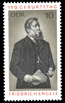 10 Pf Briefmarke: 150. Geburtstag Friedrich Engels