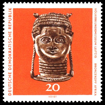 20 Pf Briefmarke: Völkerkundemuseum Leipzig, Bronzekopf