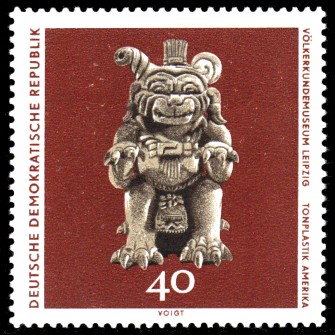 40 Pf Briefmarke: Völkerkundemuseum Leipzig, Tonplastik