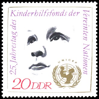 20 Pf Briefmarke: UNICEF - 25. Jahrestag des Kinderhilfsfonds