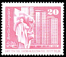 20 Pf Briefmarke: Sozialistischer Aufbau in der DDR, Berlin Leninplatz