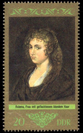 20 Pf Briefmarke: Dresdner Gemäldegalerie Alte Meister, Frau mit geflochtenem blondem Haar