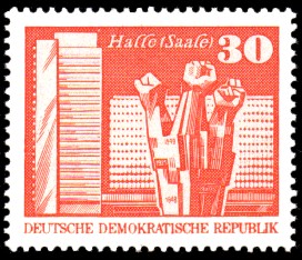 30 Pf Briefmarke: Sozialistischer Aufbau in der DDR, Halle