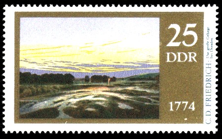 25 Pf Briefmarke: 200. Geburtstag Caspar David Friedrich