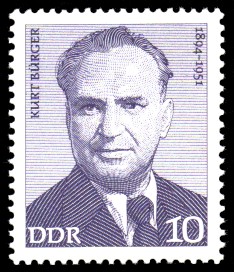 10 Pf Briefmarke: Kurt Bürger, Verdienstvolle Persönlichkeiten der Arbeiterbewegung
