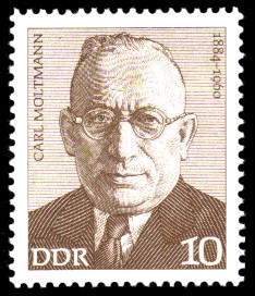 10 Pf Briefmarke: Carl Moltmann, Verdienstvolle Persönlichkeiten der Arbeiterbewegung